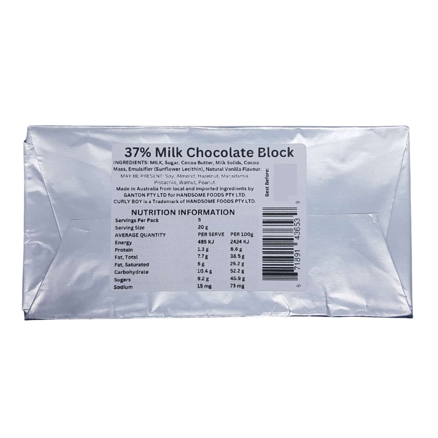 CURLY BOY 37% Milk Chocolate 100g