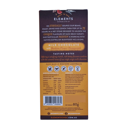 Elements Milk Chocolate w/ Banksia Honeycomb 80g