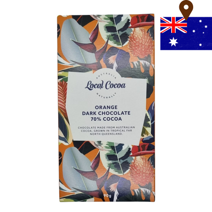 Local Cocoa Orange Dark Chocolate 70% Cocoa 90g