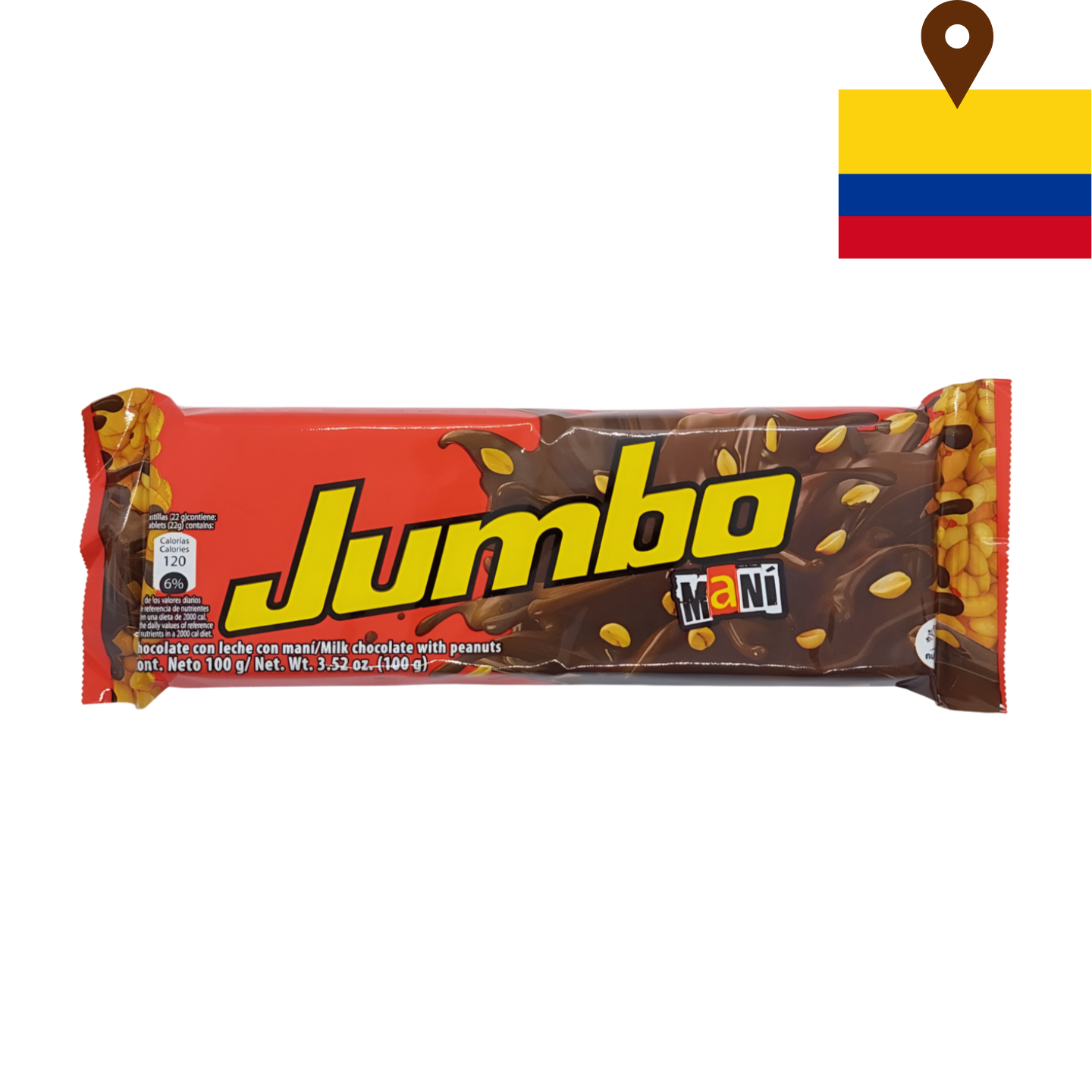 Jumbo Mani - Milk Chocolate w/ Peanuts 100g Block